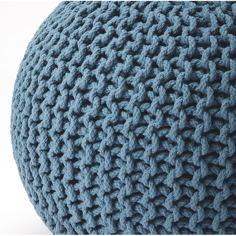 Kameron 19" Wide Round Pouf Ottoman, Blue
