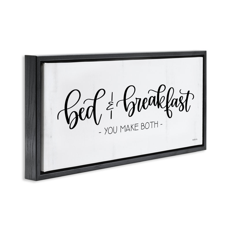 Art mural sur toile Bed & Breakfast, H 11 po x l 25 po, Cadre flottant noir de jais