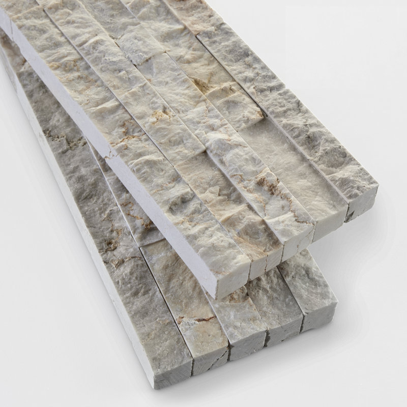 Slender Strip 3in.x12in. Split Face Marble Wall Tile, Vanilla