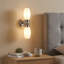 Applique murale moderne en nickel 2 lumières pour salle de bain, classée Ip44, base candélabre E12 pour salle de bain-574212558