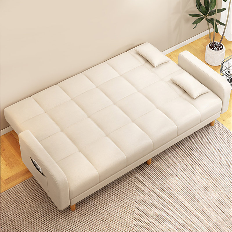 Canapé-lit modulaire en similicuir blanc crème avec rangement, H 32,68 po x l 86,61 po x P 23,62 po