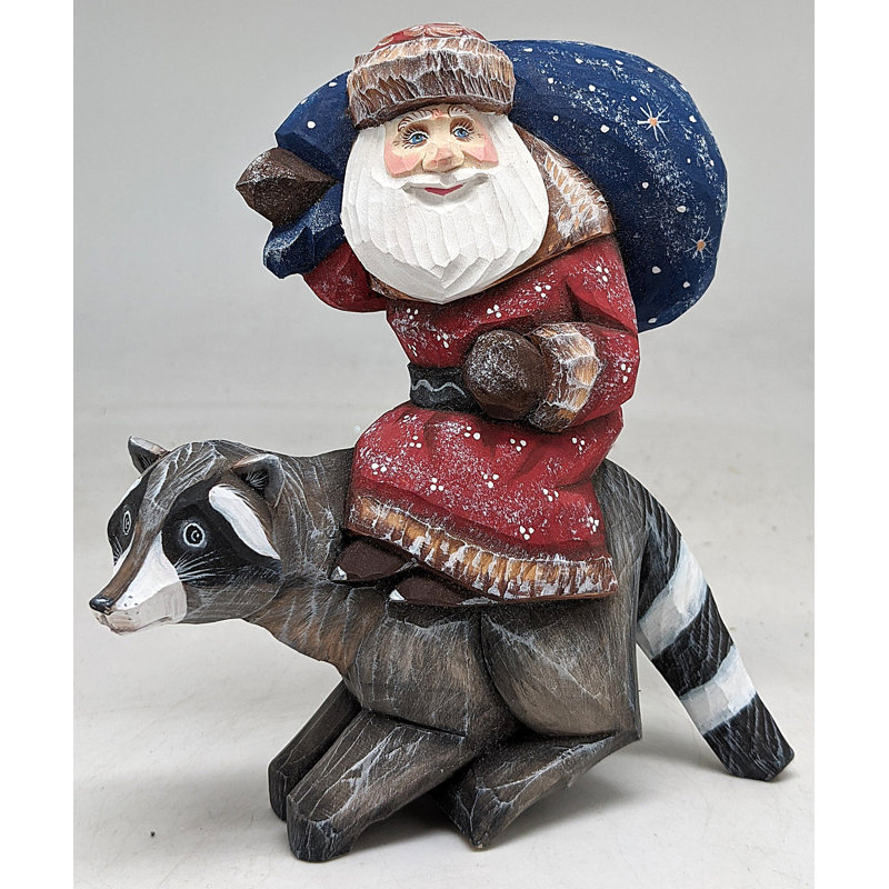 Figurine de chef-d'œuvre racoon en bois sculpté