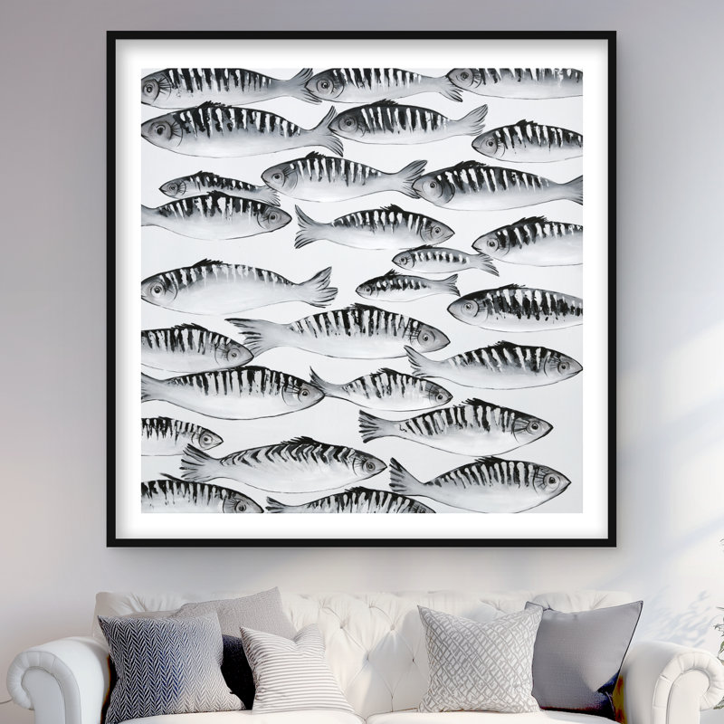 Banc de poissons gris - mer noire encadrée