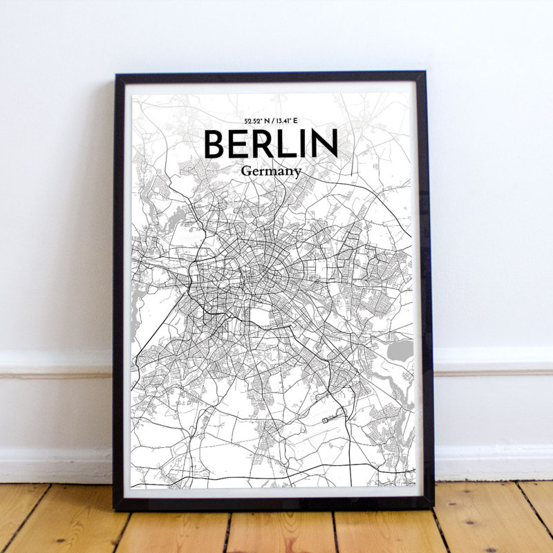 Berlin City Map - No Frame Print, 43.2cm H x 27.9cm W x 0.1cm D