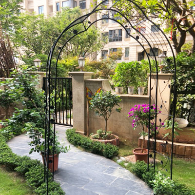 Arche de jardin treillis pour plantes - thermolaquée, 15,67 po Large, en métal noir,