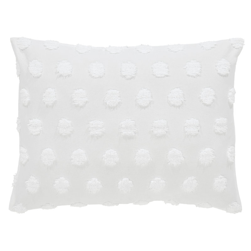 Cotton Ring Stitch Dots Comforter, White, Queen Comforter + 2 Shams