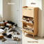 Armoire à chaussures 3 tiroirs avec grille supérieure, panneaux de porte en panneau de fibres à densité moyenne thermoformés, coutures et poignées de porte dorées champagne, pieds en bois massif conique-792004892