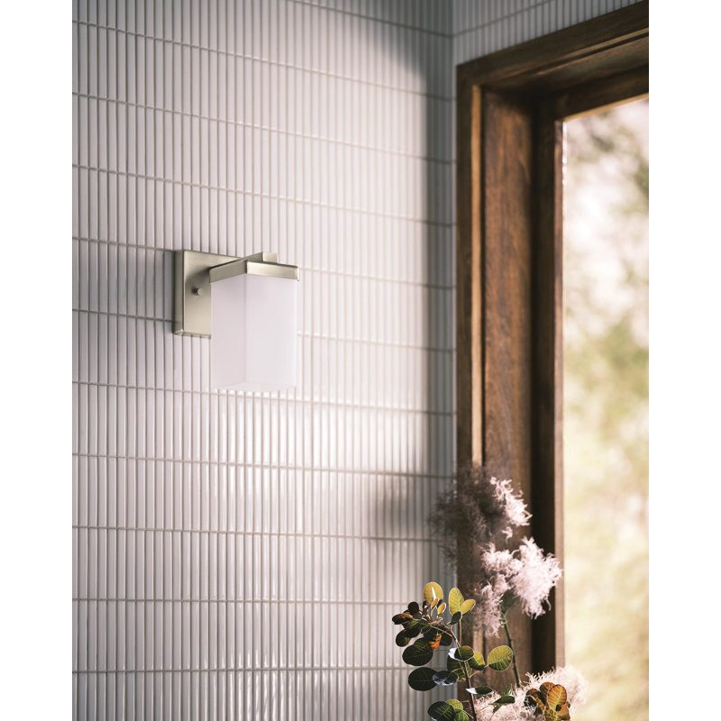 Applique murale 90 degrés 1 lumière pour salle de bain, Nickel brossé, 1