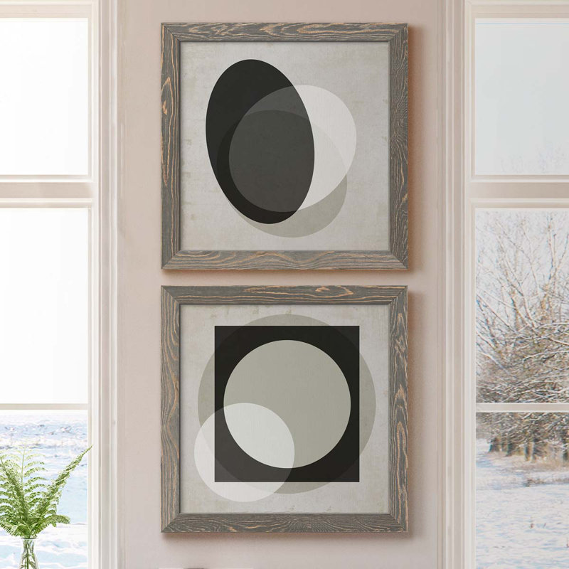 Moderniste Neutre I - ensemble de 2 impressions sur toile, Toile avec cadre gris, H 17 po x l 34 po x P 1,5 po