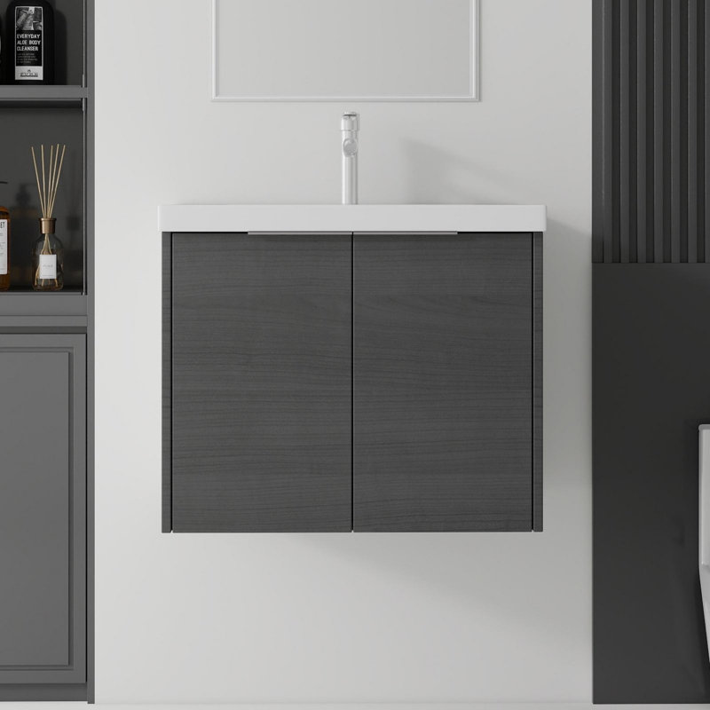 24" Floating Bathroom Vanity with Sink, Soft-Close Door,for Small Bathrooms, Dark Grey, 24"