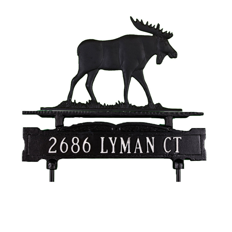 1-Line Lawn Address Sign, Satin Black, Yes