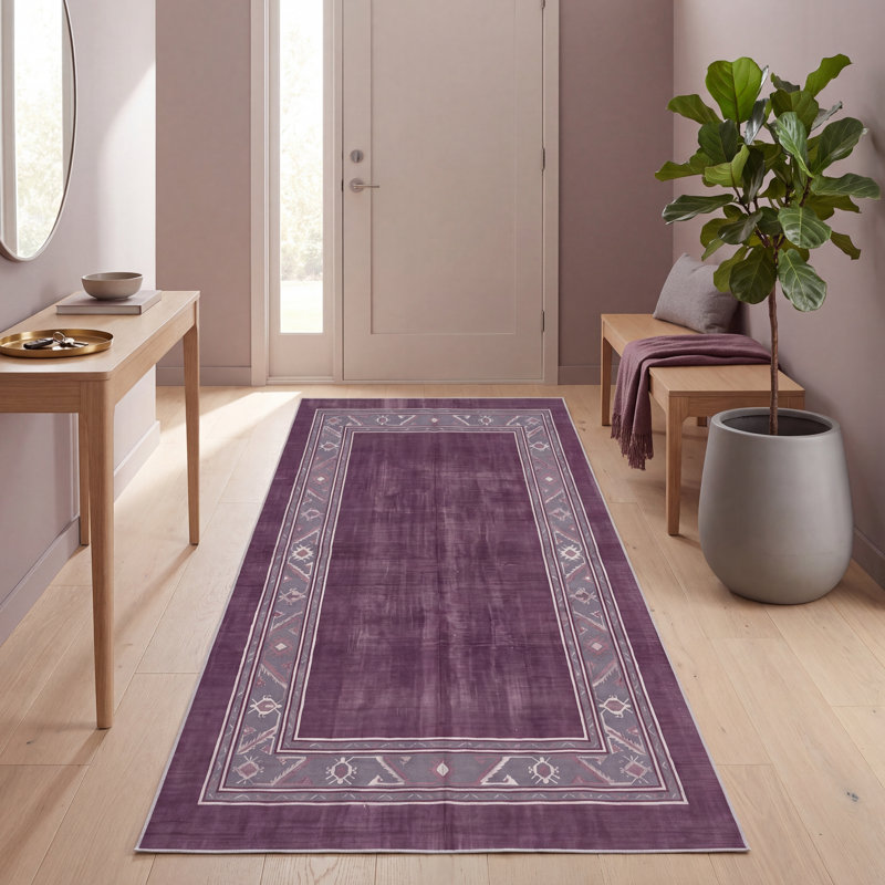 Tapis Rockwell moderne minimaliste à bordure géométrique grise et blanche, lavable à la machine, antidérapant, à poils courts, pour l'intérieur et l'extérieur, adapté aux animaux domestiques, idéal pour le salon, la chambre, la salle à manger, l'entrée, le corridor ou le bureau.