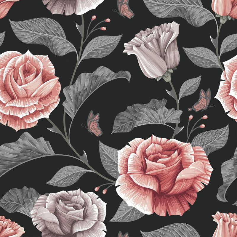 Papier peint adhésif floral 8,5 pi x 24 po Delaysia