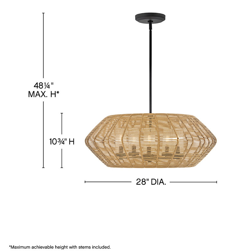Abbey 5 - Light Outdoor Chandelier, Natural
