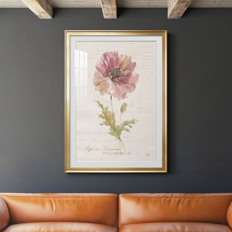 Soft Poppy - peinture sur toile encadrée, Or, H 36,5 po x l 26,5 po x P 1 po