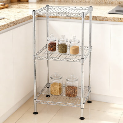 Étagère grillagée robuste à 3 niveaux pour rangement de salle de bain