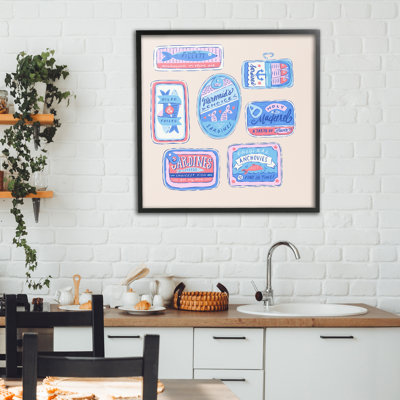 Giclée encadrée de divers poissons et fruits de mer, par Krissy Mast