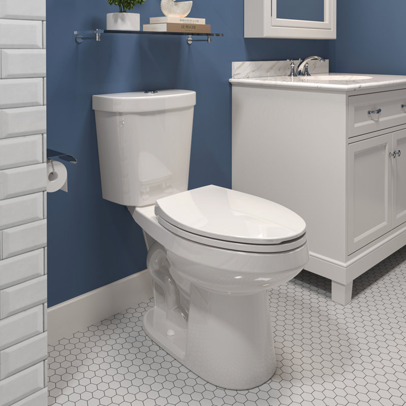 HOROW Elongated Chair-Height Two-Piece Toilet with Dual Flush and Soft-Close Seat, Floor Mounted, 1.28 GPF