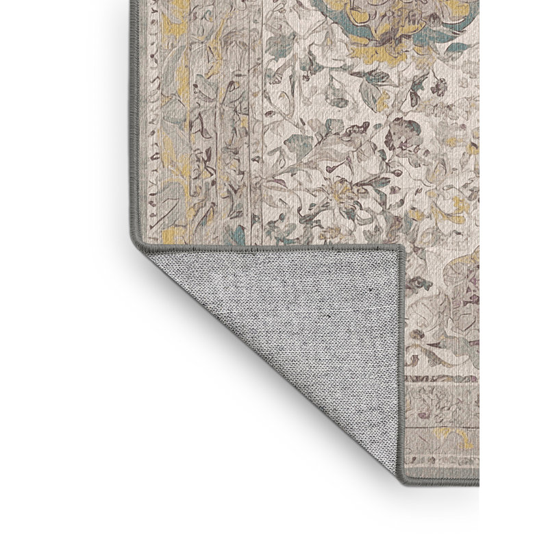 Machine Washable Gray Area Rug, Square 5'