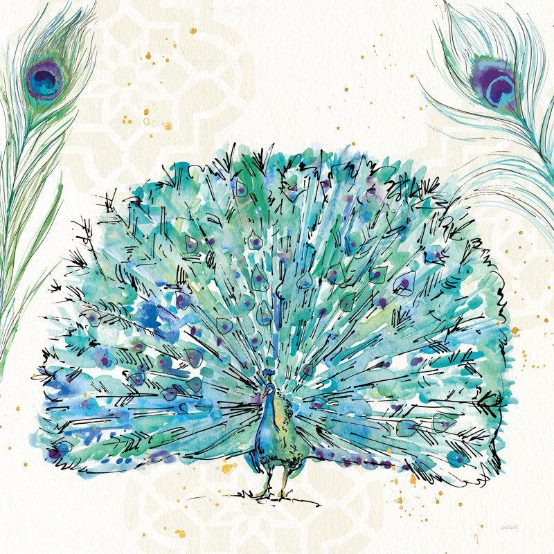 Peacock Garden IX Square No Words by Anne Tavoletti - Wrapped Canvas Painting, 51cm H x 51cm W x 3.8cm D