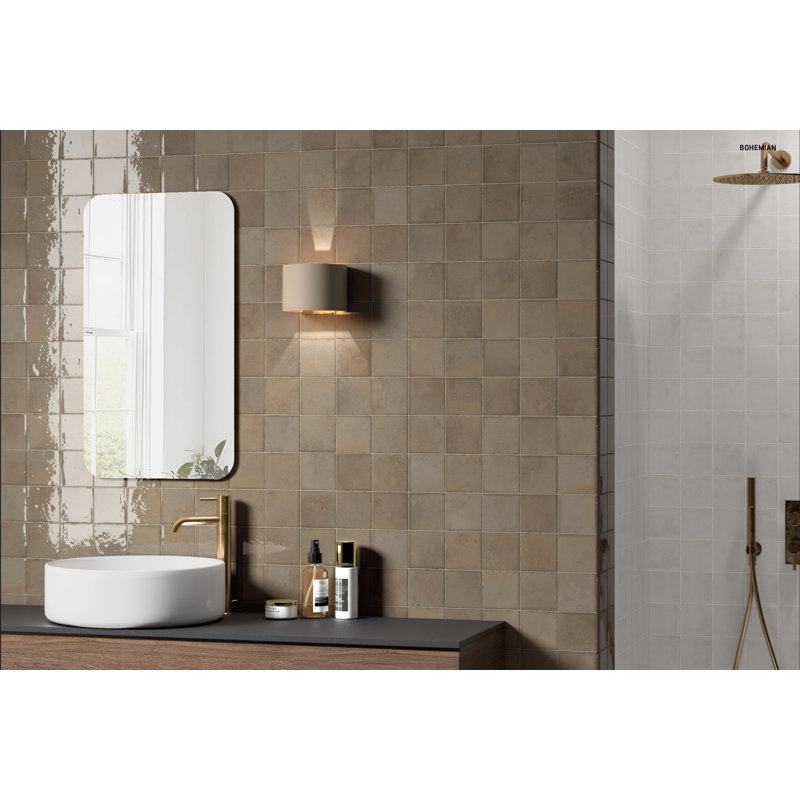Bohemian Living | 4"x4" Decorative Porcelain Wall Tile, Mink