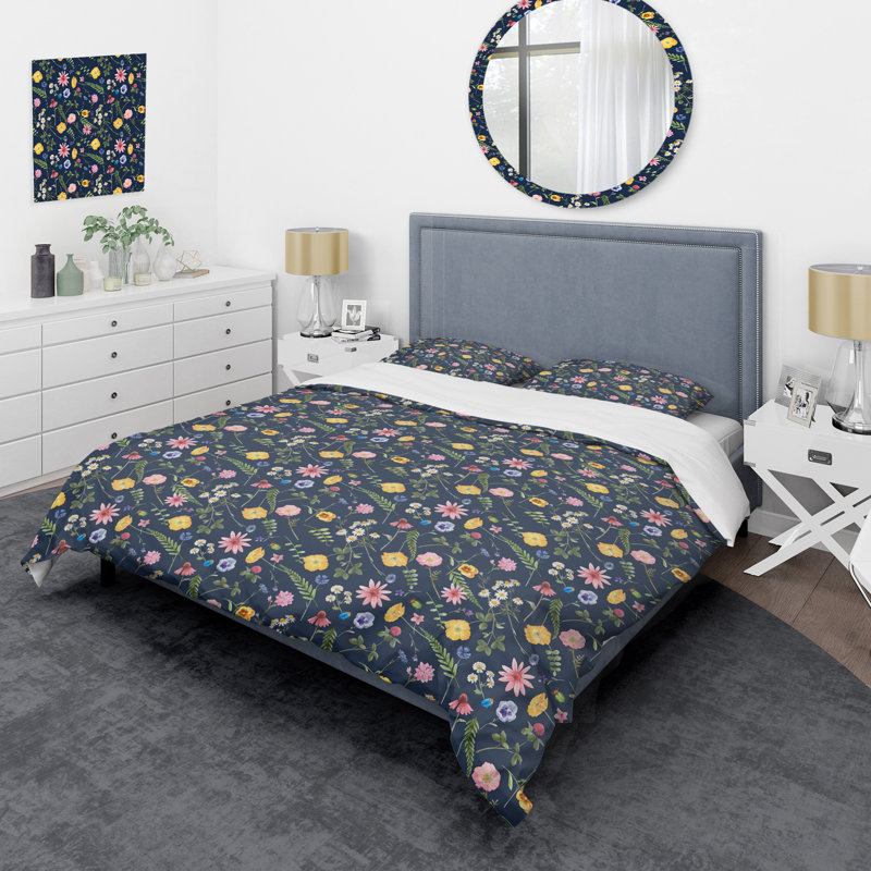 Multicolore été floral - Ensemble de housse de couette floral - Polyester microfibre