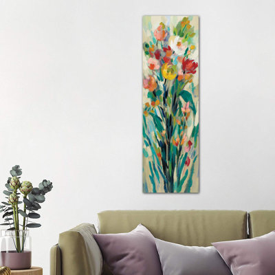 Tall Bright Flowers Cream I by Silvia Vassileva - Wrapped Canvas Painting