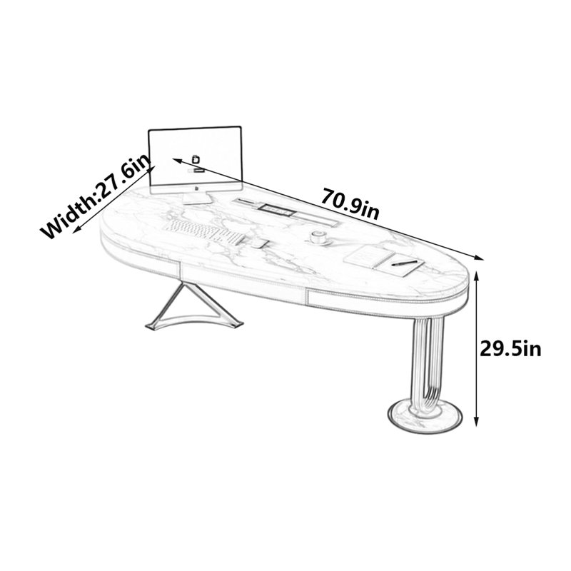 Bureau d'ordinateur Bundy, H 29,5 po x l 70,9 po x P 27,6 po