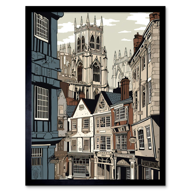 Aadhvik Shambles Street Cityscape With York Minster Towers - Single Picture Frame Print