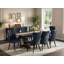 L'ensemble de table de cuisine 9 pièces comprend une table rectangulaire et 8 chaises parsons en tissu en polyester bleu marine avec dossier capitonné à boutons - finition noir sablé.-1985368577-1988635298