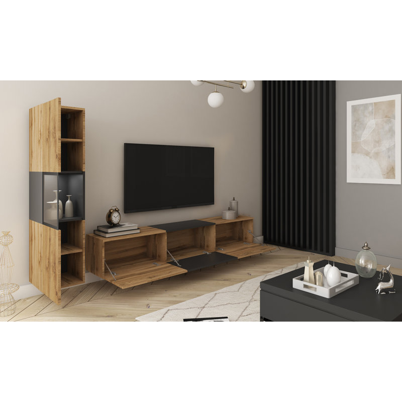 Wallunit Brela I, Set 2 Pcs. , Brown Wood/Black