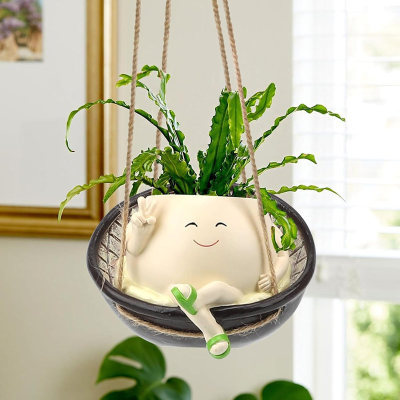 Pot de fleurs suspendu en résine