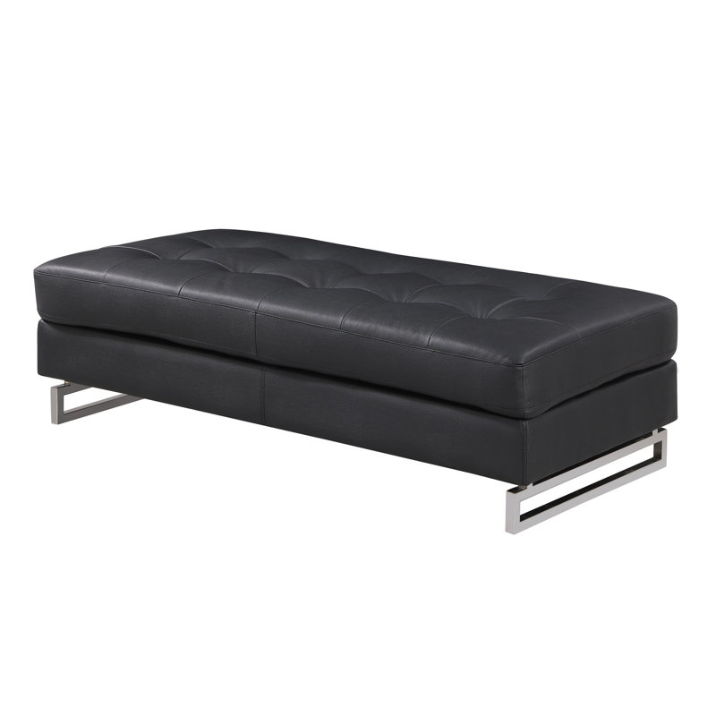 Repose-pieds en cuir véritable Global United, Noir, noir, noir, noir