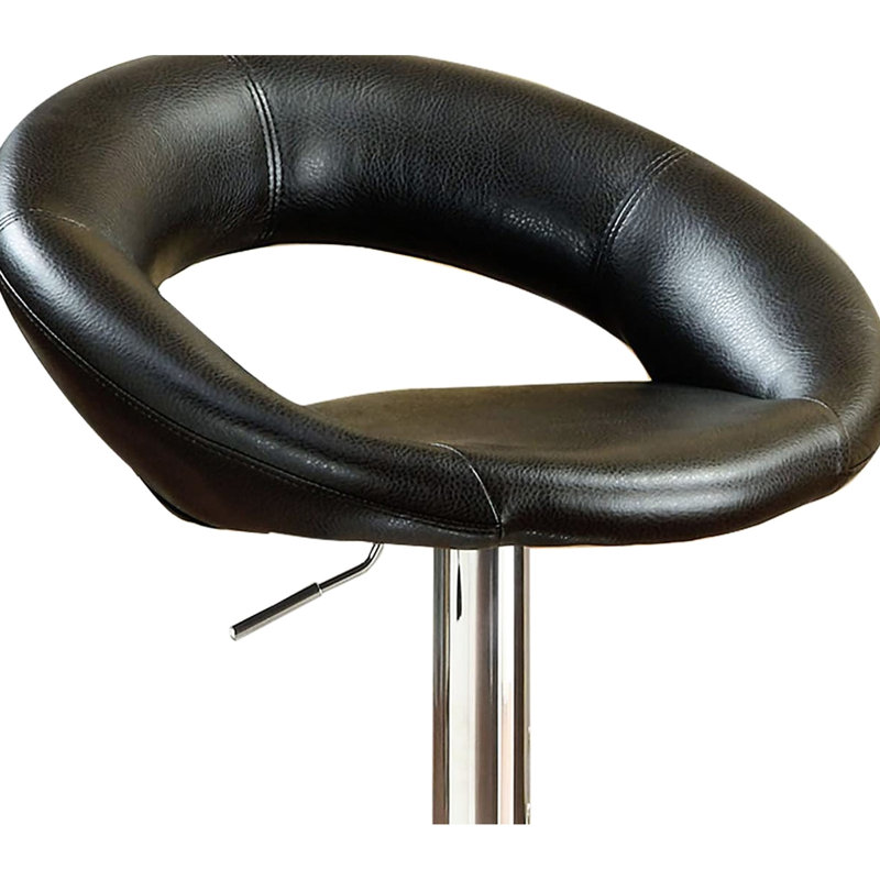 Tabouret réglable moderne 2 places en similicuir avec base et siège rembourré pour la salle à manger, Noir