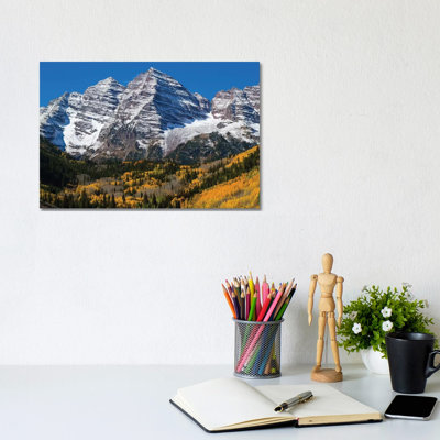 Trees With Mountain Range In The Background, Maroon Bells, Maroon Creek Valley, Aspen, Colorado, USA 1 Piece Wrapped Canvas Wall Art