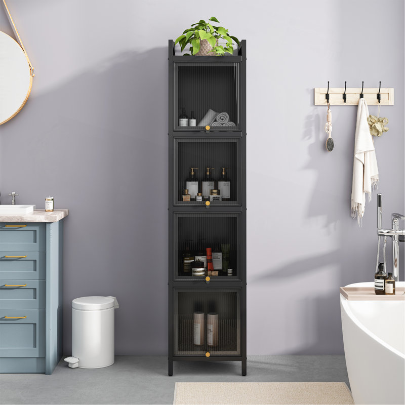 Armoire avec rangement à quatre niveaux, Noir, noir, noir, noir
