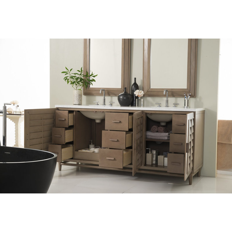 Broeder 72'' Double Bathroom Vanity with Top, White Zeus, Widespread