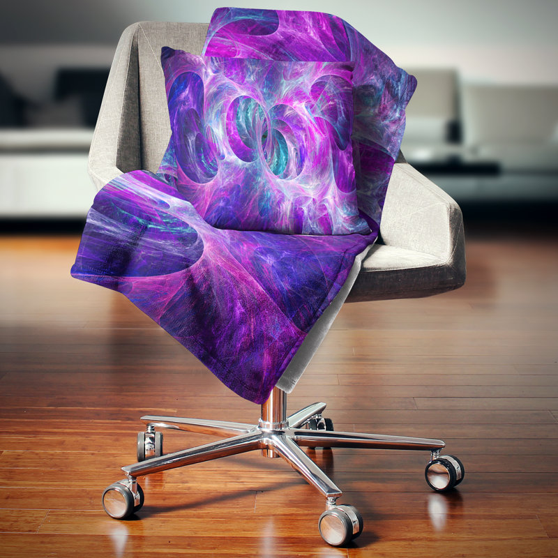 Neige mauve, texture fractale - coussin abstrait imprimé, 16 po x 1 po, Coussin décoratif