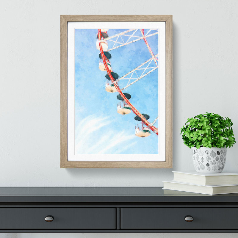 Ferris Wheel - Picture Frame Painting Print, Oak Framed, 63cm H x 45cm W x 2cm D