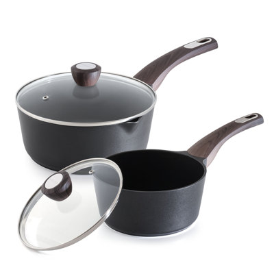 2.0 QT & 3.0 QT Nonstick Saucepan Set with Glass Lid, Non-Toxic Healthy, PFOA PFOS Free