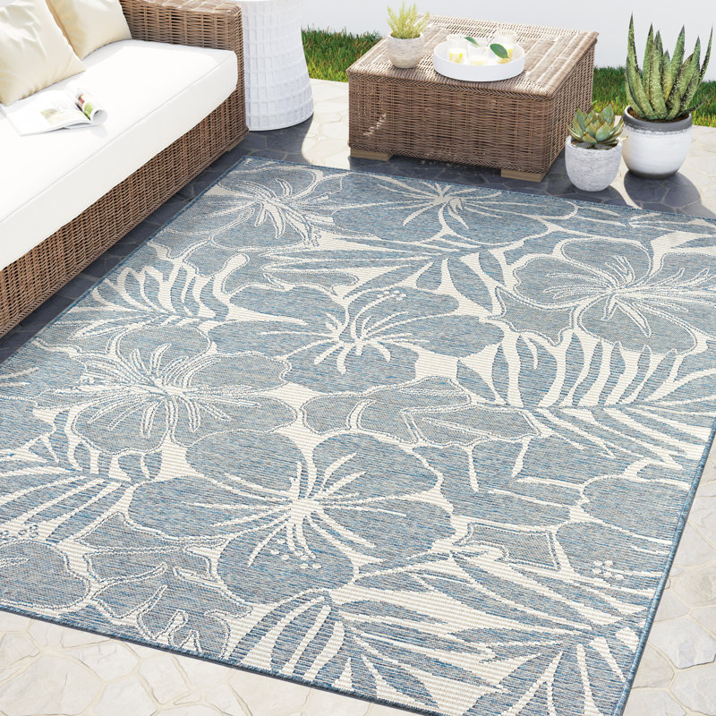 Tapis intérieur / extérieur bleu Abani OCE130A, 4' x 6'