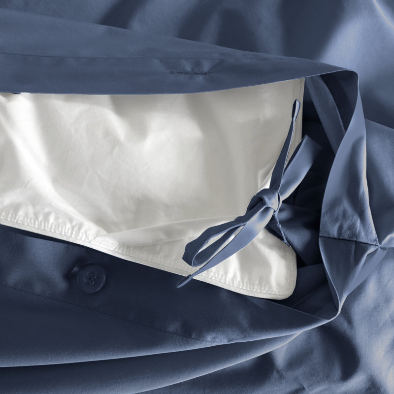 Clean Design Home T300 Percale Duvet Set, Navy, Queen Duvet Cover + 2 Standard Shams