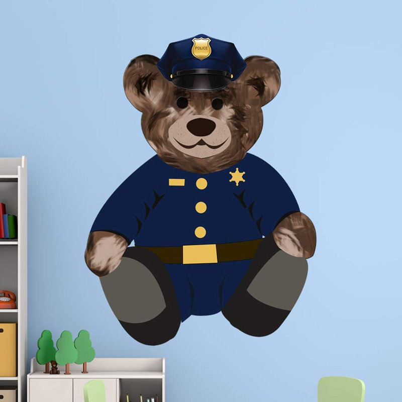 Décalcomanie murale teddy de police cop Coates, H 11 po x l 8 po