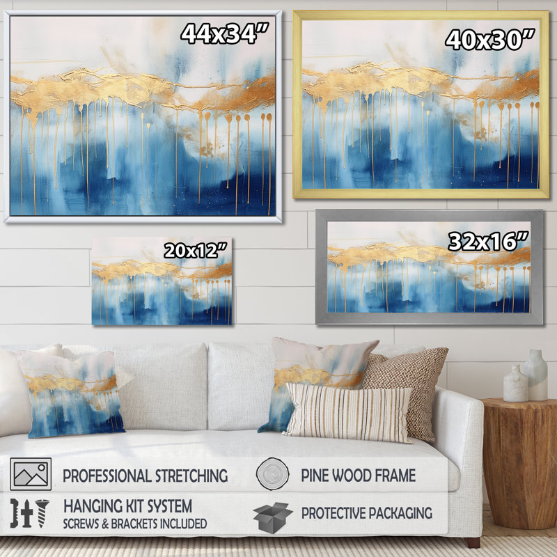 Momentary Spirit Golden Wave, peinture I - reproduction, 34" H x 44" W, Toile tendue