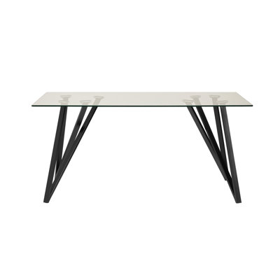 Ahti Glass Top Metal Base Dining Table