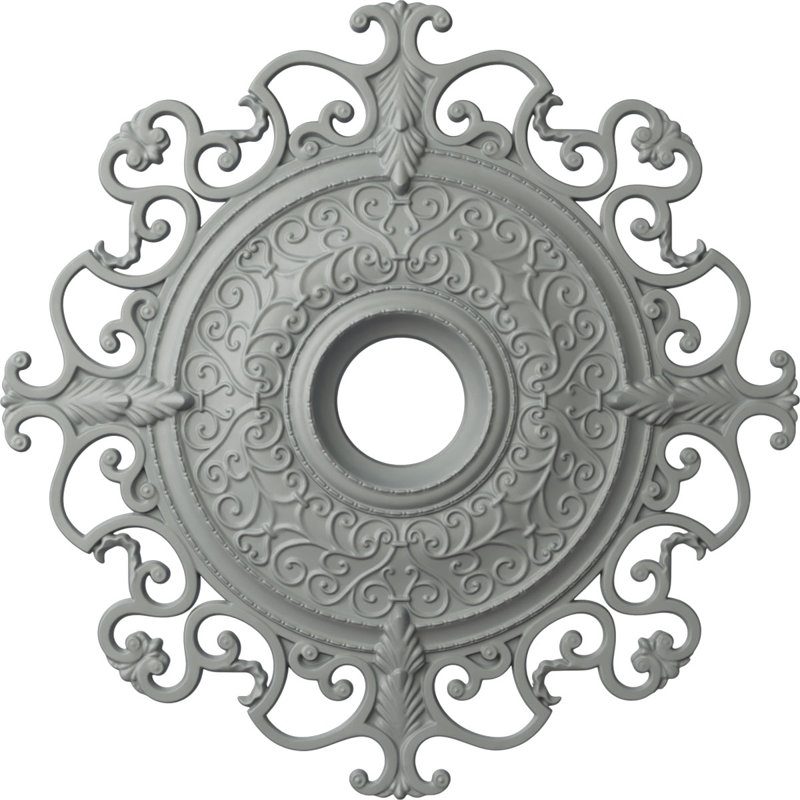 Médaillon de plafond Endurathane Attica, diamètre extérieur de 39 1/2 po x P 2 1/2 po (convient aux auvents jusqu'à 3 3/4 po), fini argent chaud peint à la main