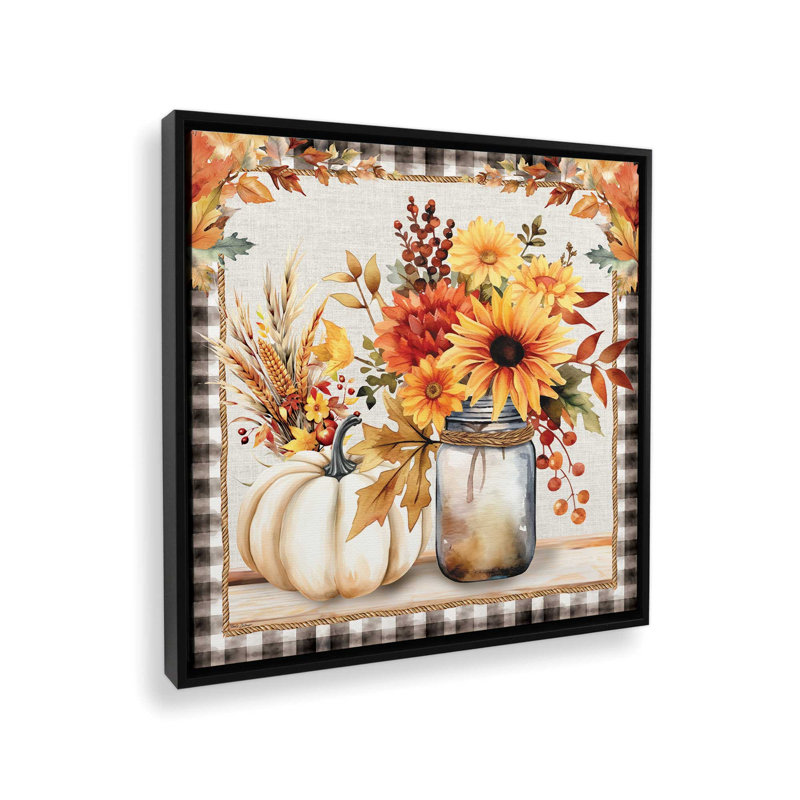 «Fall Still Life» par Nicole DeCamp, reproduction d'art, L 30 po x H 30 po, Noir, Toile avec cadre