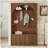 Farmhouse All-In-One Hall Tree With Adjustable Shelves, Retro Arched Entryway Storage Bench With 3 Cabinets, Wooden Coat Rack Organizer With 4 Golden Hooks For Mudroom, Hallway-1852615559