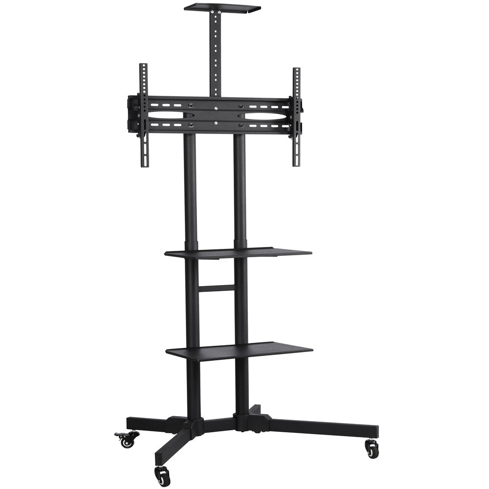 Yaheetech Adjustable Metal Black Tilt Floor Stand Mount with Shelving ...