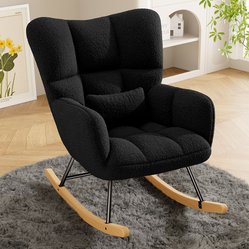 Modern Rocking Chair Cozy and Stylish Armchair for Living Room, Nursery, or Bedroom, Black